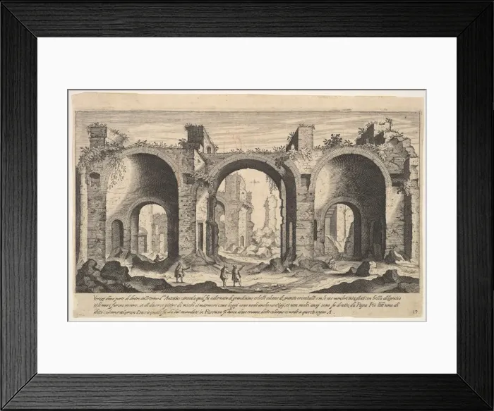Framed Print : Plate 19: view of the Baths of Caracalla, indicating with inscribed letter A the places Framed Print : Plate 19: view of the Baths of Caracalla, indicating with inscribed letter A the places