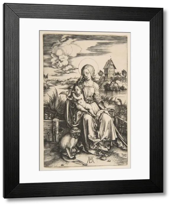 Framed Print : Virgin and Child with the Monkey, ca. 1498. Creator: Albrecht Durer