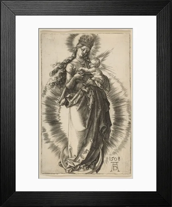 Framed Print : Virgin on a Crescent with a Starry Crown, 1508. Creator: Albrecht Durer Framed Print : Virgin on a Crescent with a Starry Crown, 1508. Creator: Albrecht Durer