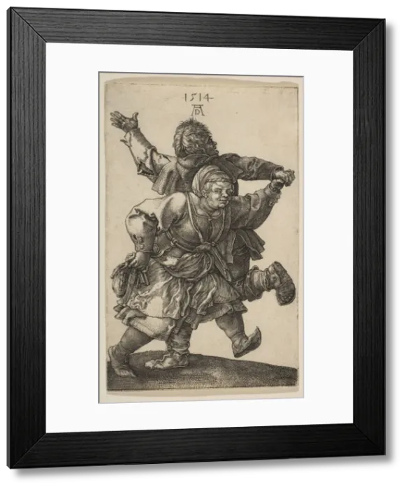 Framed Print : Peasant Couple Dancing, 1514. Creator: Albrecht Durer Framed Print : Peasant Couple Dancing, 1514. Creator: Albrecht Durer
