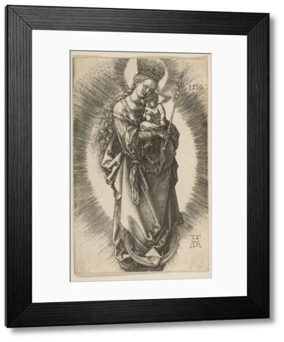 Framed Print : Virgin on the Crescent with Scepter and Starry Crown, 1516. Creator: Albrecht Durer Framed Print : Virgin on the Crescent with Scepter and Starry Crown, 1516. Creator: Albrecht Durer