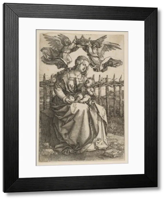 Framed Print : Virgin and Child Crowned by Two Angels, 1518. Creator: Albrecht Durer Framed Print : Virgin and Child Crowned by Two Angels, 1518. Creator: Albrecht Durer