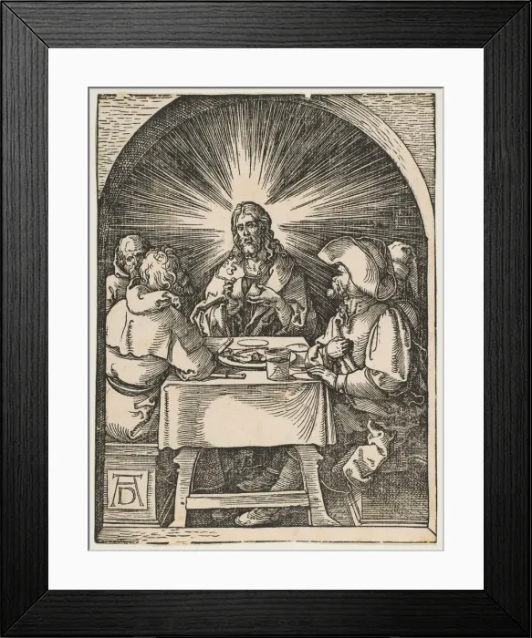 Framed Print : Christ in Emmaus, from The Small Passion, ca. 1510. Creator: Albrecht Durer Framed Print : Christ in Emmaus, from The Small Passion, ca. 1510. Creator: Albrecht Durer