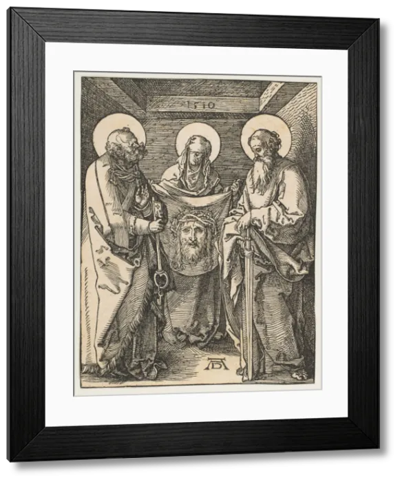 Framed Print : Saint Veronica between Saints Peter and Paul, from The Small Passion, 1510 Framed Print : Saint Veronica between Saints Peter and Paul, from The Small Passion, 1510