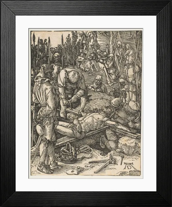Framed Print : Christ Nailed to the Cross, from The Small Passion, ca. 1509. Creator: Albrecht Durer Framed Print : Christ Nailed to the Cross, from The Small Passion, ca. 1509. Creator: Albrecht Durer