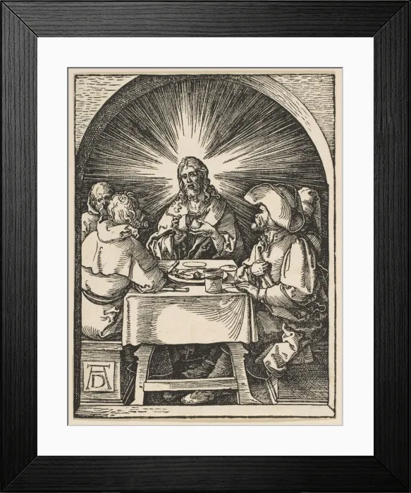 Framed Print : Christ in Emmaus, from The Small Passion, ca. 1510. Creator: Albrecht Durer Framed Print : Christ in Emmaus, from The Small Passion, ca. 1510. Creator: Albrecht Durer