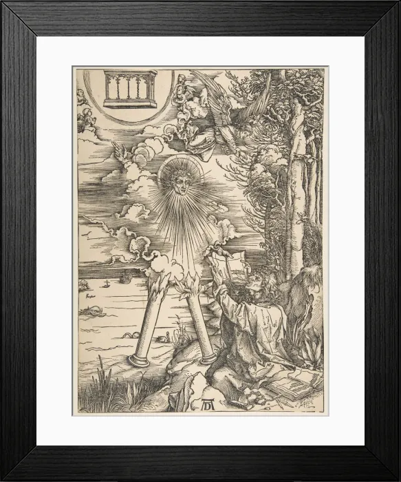 Framed Print : Saint John Swallowing the Book, from The Apocalypse, Latin Edition, 1511, 1511 Framed Print : Saint John Swallowing the Book, from The Apocalypse, Latin Edition, 1511, 1511