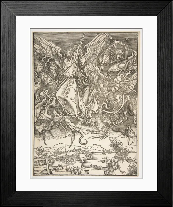 Framed Print : Saint Michael and the Dragon, from The Apocalypse, ca. 1498. Creator: Albrecht Durer Framed Print : Saint Michael and the Dragon, from The Apocalypse, ca. 1498. Creator: Albrecht Durer