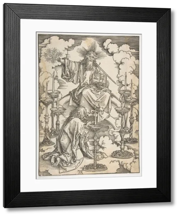 Framed Print : The Vision of the Seven Candlesticks, from The Apocalypse, German Edition 1498, ca. 1498 Framed Print : The Vision of the Seven Candlesticks, from The Apocalypse, German Edition 1498, ca. 1498