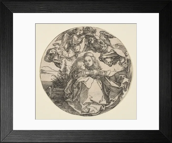 Framed Print : The Virgin and Child Crowned by Two Angels above a Landscape (landscape trimmed out), ca Framed Print : The Virgin and Child Crowned by Two Angels above a Landscape (landscape trimmed out), ca