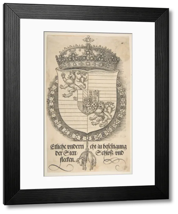 Framed Print : The Arms of Ferdinand I, King of Hungary and Bohemia. n. d. Creator: Albrecht Durer Framed Print : The Arms of Ferdinand I, King of Hungary and Bohemia. n. d. Creator: Albrecht Durer