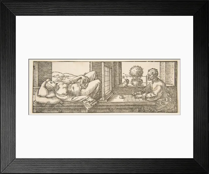 Framed Print : Draughtsman Making a Perspective Drawing of a Reclining Woman, ca. 1600 Framed Print : Draughtsman Making a Perspective Drawing of a Reclining Woman, ca. 1600