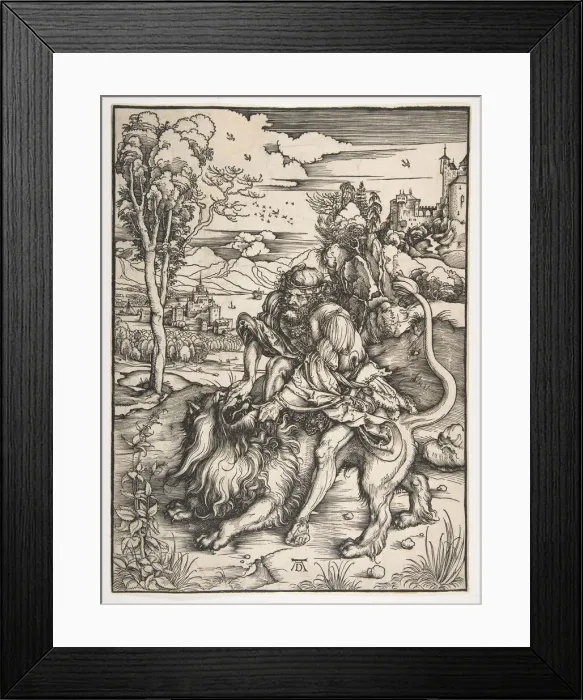 Framed Print : Samson Rending the Lion, ca. 1497-98. Creator: Albrecht Durer Framed Print : Samson Rending the Lion, ca. 1497-98. Creator: Albrecht Durer
