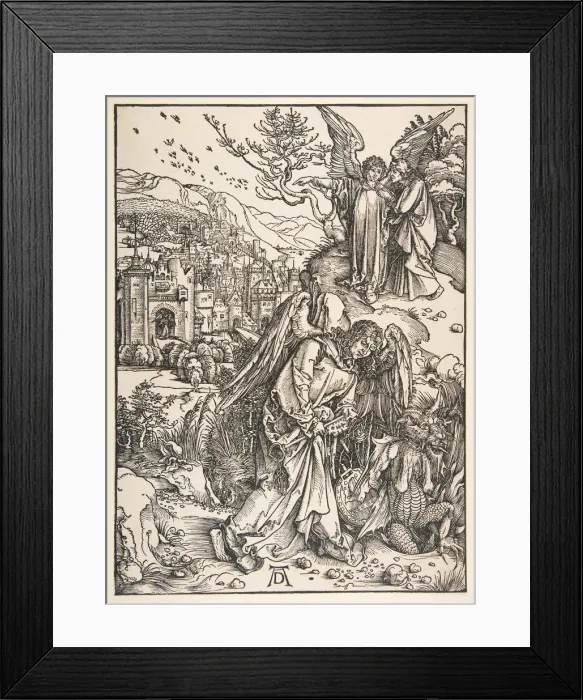 Framed Print : The Angel with the Key to Bottomless Pit, 1511. Creator: Albrecht Durer Framed Print : The Angel with the Key to Bottomless Pit, 1511. Creator: Albrecht Durer