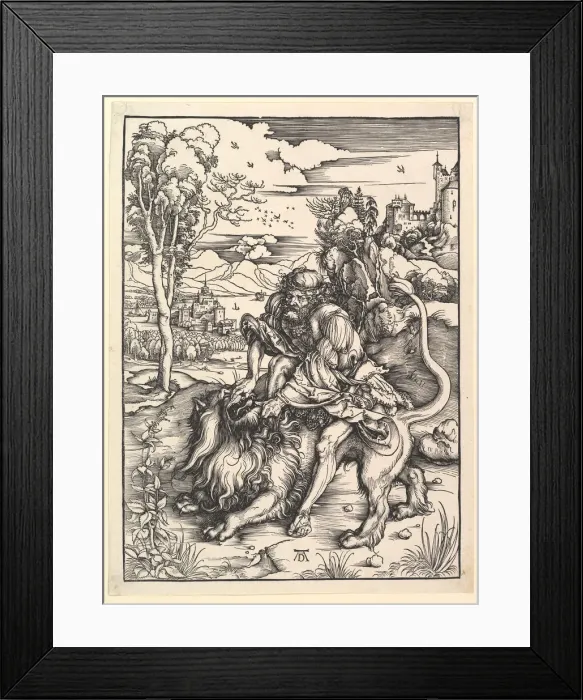 Framed Print : Samson Rending the Lion, ca. 1497-98. Creator: Albrecht Durer Framed Print : Samson Rending the Lion, ca. 1497-98. Creator: Albrecht Durer