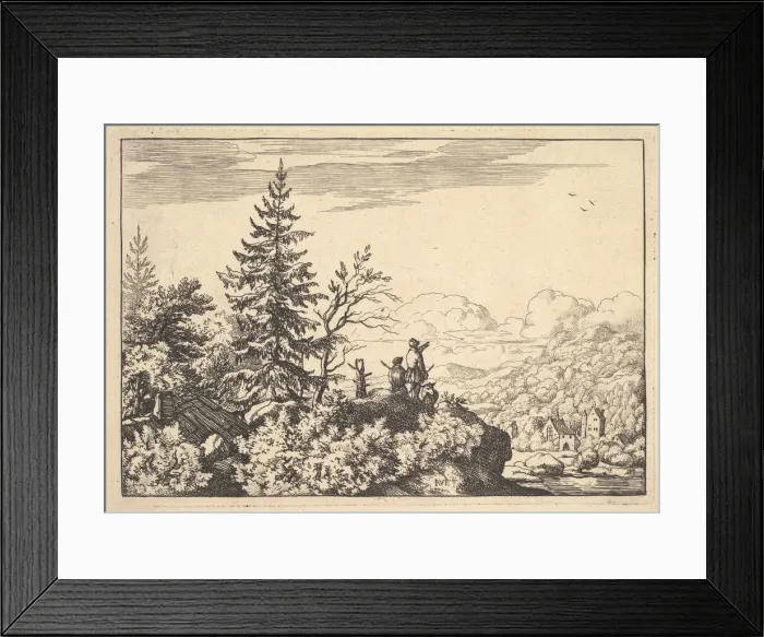 Framed Print : Two Men on a Rock Terrace. Creator: Allart van Everdingen Framed Print : Two Men on a Rock Terrace. Creator: Allart van Everdingen