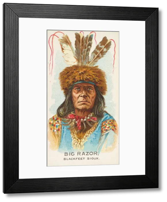 Framed Print : Big Razor, Blackfeet Sioux, from the American Indian Chiefs series (N2) for Allen & Framed Print : Big Razor, Blackfeet Sioux, from the American Indian Chiefs series (N2) for Allen &