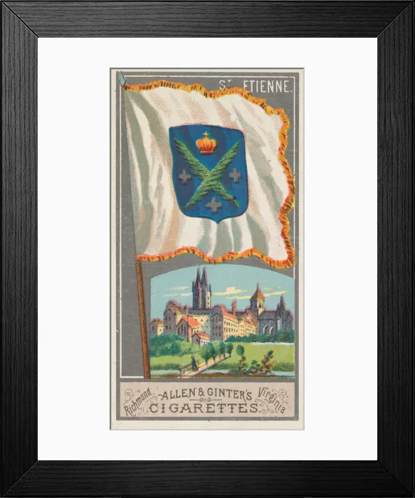 Framed Print : St. Etienne, from the City Flags series (N6) for Allen & Ginter Cigarettes Brands Framed Print : St. Etienne, from the City Flags series (N6) for Allen & Ginter Cigarettes Brands