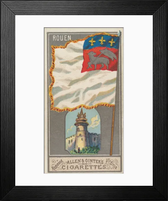Framed Print : Rouen, from the City Flags series (N6) for Allen & Ginter Cigarettes Brands, 1887 Framed Print : Rouen, from the City Flags series (N6) for Allen & Ginter Cigarettes Brands, 1887