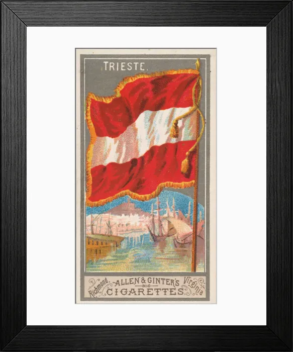 Framed Print : Trieste, from the City Flags series (N6) for Allen & Ginter Cigarettes Brands, 1887 Framed Print : Trieste, from the City Flags series (N6) for Allen & Ginter Cigarettes Brands, 1887