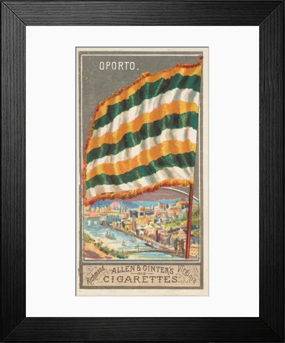 Framed Print : Oporto, from the City Flags series (N6) for Allen & Ginter Cigarettes Brands, 1887 Framed Print : Oporto, from the City Flags series (N6) for Allen & Ginter Cigarettes Brands, 1887