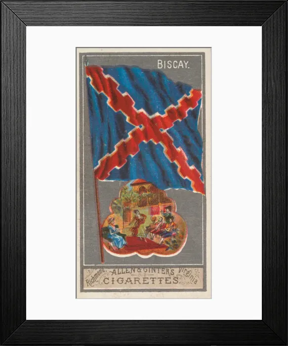 Framed Print : Biscay, from the City Flags series (N6) for Allen & Ginter Cigarettes Brands, 1887 Framed Print : Biscay, from the City Flags series (N6) for Allen & Ginter Cigarettes Brands, 1887