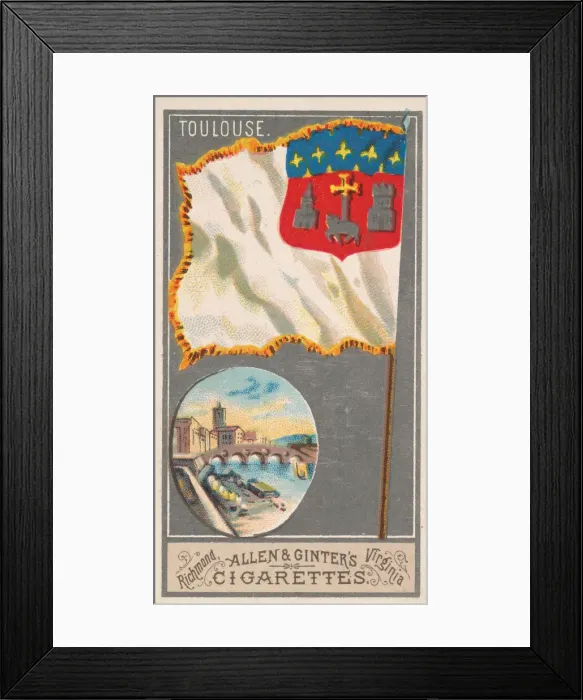 Framed Print : Toulouse, from the City Flags series (N6) for Allen & Ginter Cigarettes Brands, 1887 Framed Print : Toulouse, from the City Flags series (N6) for Allen & Ginter Cigarettes Brands, 1887