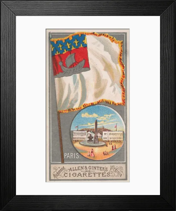 Framed Print : Paris, from the City Flags series (N6) for Allen & Ginter Cigarettes Brands, 1887 Framed Print : Paris, from the City Flags series (N6) for Allen & Ginter Cigarettes Brands, 1887