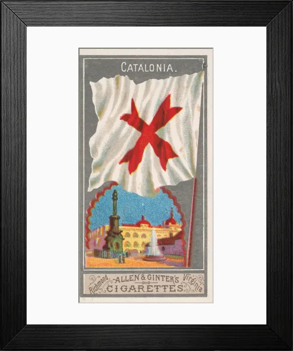 Framed Print : Catalonia, from the City Flags series (N6) for Allen & Ginter Cigarettes Brands, 1887 Framed Print : Catalonia, from the City Flags series (N6) for Allen & Ginter Cigarettes Brands, 1887