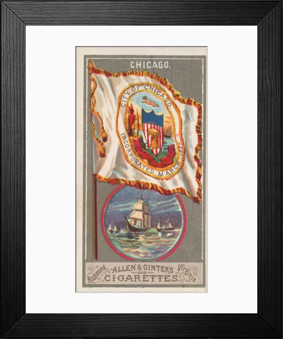 Framed Print : Chicago, from the City Flags series (N6) for Allen & Ginter Cigarettes Brands, 1887 Framed Print : Chicago, from the City Flags series (N6) for Allen & Ginter Cigarettes Brands, 1887