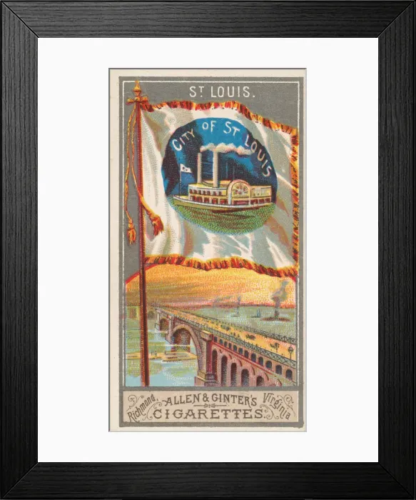 Framed Print : St. Louis, from the City Flags series (N6) for Allen & Ginter Cigarettes Brands, 1887 Framed Print : St. Louis, from the City Flags series (N6) for Allen & Ginter Cigarettes Brands, 1887