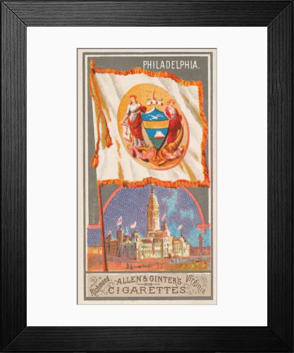 Framed Print : Philadelphia, from the City Flags series (N6) for Allen & Ginter Cigarettes Brands Framed Print : Philadelphia, from the City Flags series (N6) for Allen & Ginter Cigarettes Brands
