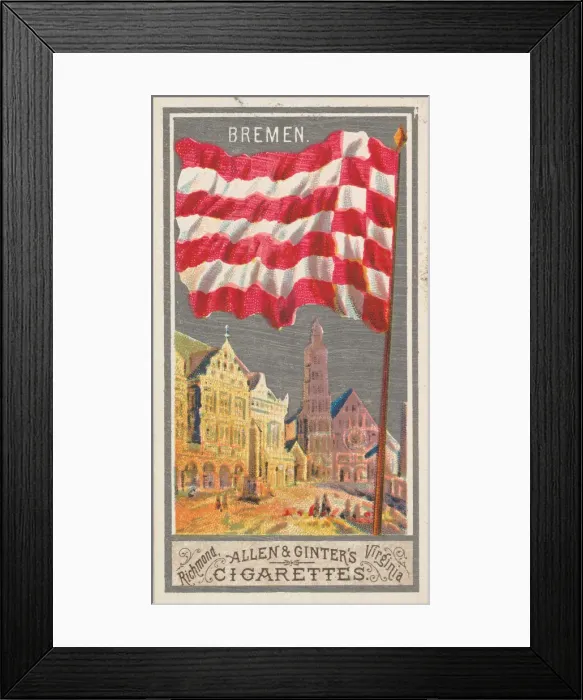 Framed Print : Bremen, from the City Flags series (N6) for Allen & Ginter Cigarettes Brands, 1887 Framed Print : Bremen, from the City Flags series (N6) for Allen & Ginter Cigarettes Brands, 1887