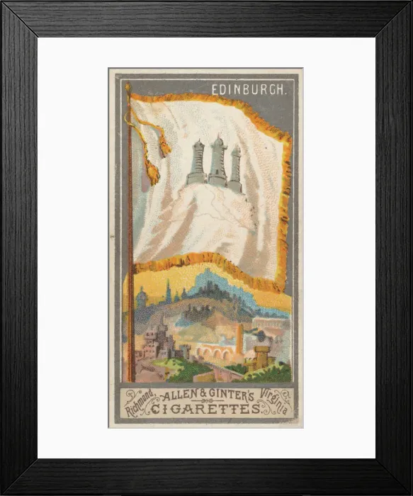 Framed Print : Edinburgh, from the City Flags series (N6) for Allen & Ginter Cigarettes Brands, 1887 Framed Print : Edinburgh, from the City Flags series (N6) for Allen & Ginter Cigarettes Brands, 1887
