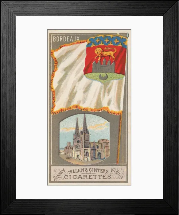 Framed Print : Bordeaux, from the City Flags series (N6) for Allen & Ginter Cigarettes Brands, 1887 Framed Print : Bordeaux, from the City Flags series (N6) for Allen & Ginter Cigarettes Brands, 1887
