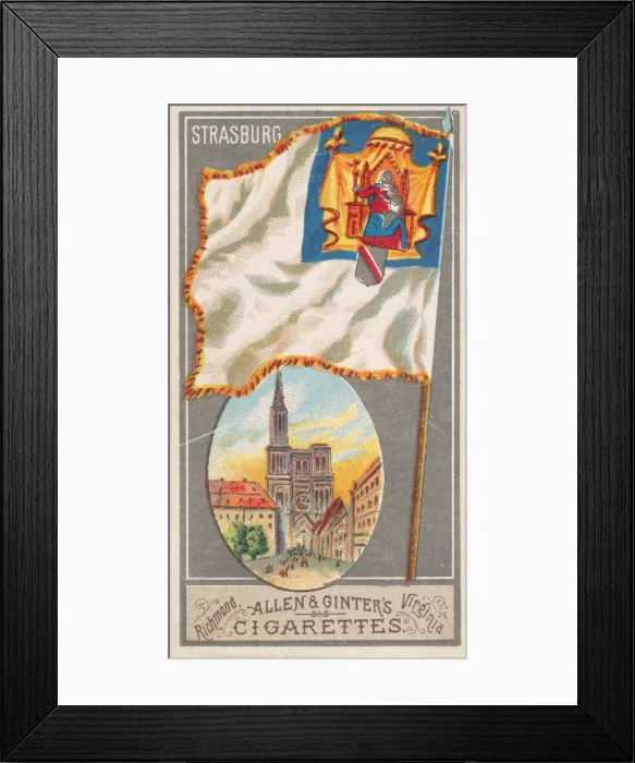 Framed Print : Strasburg, from the City Flags series (N6) for Allen & Ginter Cigarettes Brands, 1887 Framed Print : Strasburg, from the City Flags series (N6) for Allen & Ginter Cigarettes Brands, 1887