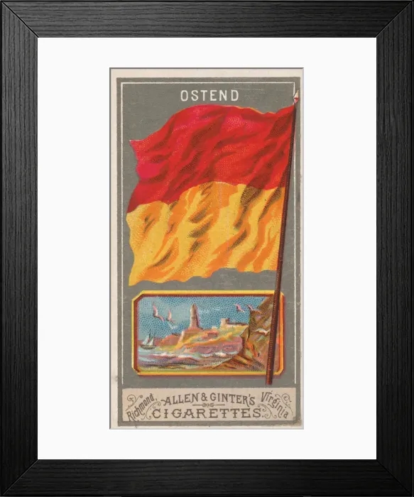 Framed Print : Ostend, from the City Flags series (N6) for Allen & Ginter Cigarettes Brands, 1887 Framed Print : Ostend, from the City Flags series (N6) for Allen & Ginter Cigarettes Brands, 1887