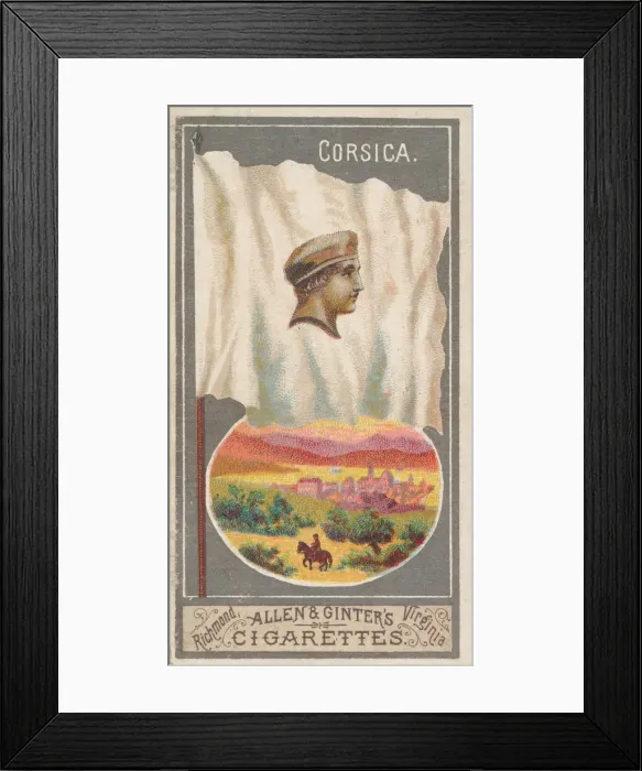 Framed Print : Corsica, from the City Flags series (N6) for Allen & Ginter Cigarettes Brands, 1887 Framed Print : Corsica, from the City Flags series (N6) for Allen & Ginter Cigarettes Brands, 1887