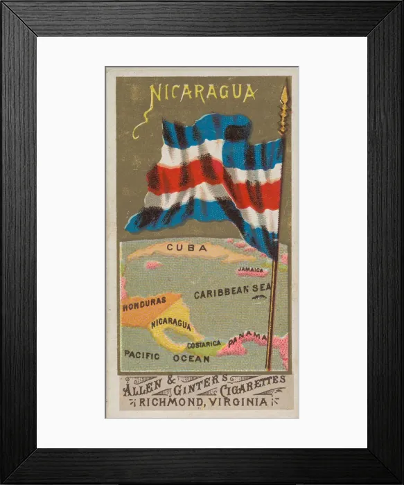 Framed Print : Nicaragua, from Flags of All Nations, Series 1 (N9) for Allen & Framed Print : Nicaragua, from Flags of All Nations, Series 1 (N9) for Allen &
