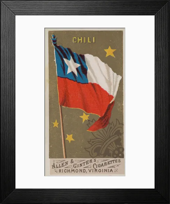 Framed Print : Chile, from Flags of All Nations, Series 1 (N9) for Allen & Ginter Cigarettes Brands Framed Print : Chile, from Flags of All Nations, Series 1 (N9) for Allen & Ginter Cigarettes Brands
