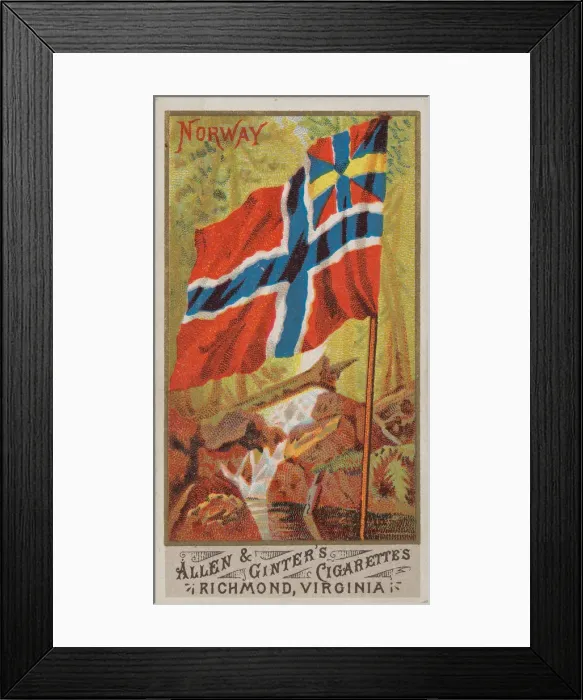 Framed Print : Norway, from Flags of All Nations, Series 1 (N9) for Allen & Ginter Cigarettes Brands Framed Print : Norway, from Flags of All Nations, Series 1 (N9) for Allen & Ginter Cigarettes Brands