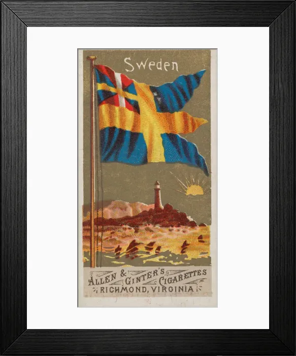 Framed Print : Sweden, from Flags of All Nations, Series 1 (N9) for Allen & Ginter Cigarettes Brands Framed Print : Sweden, from Flags of All Nations, Series 1 (N9) for Allen & Ginter Cigarettes Brands