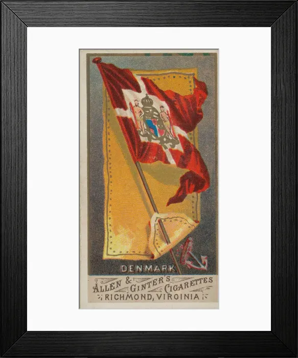 Framed Print : Denmark, from Flags of All Nations, Series 1 (N9) for Allen & Framed Print : Denmark, from Flags of All Nations, Series 1 (N9) for Allen &