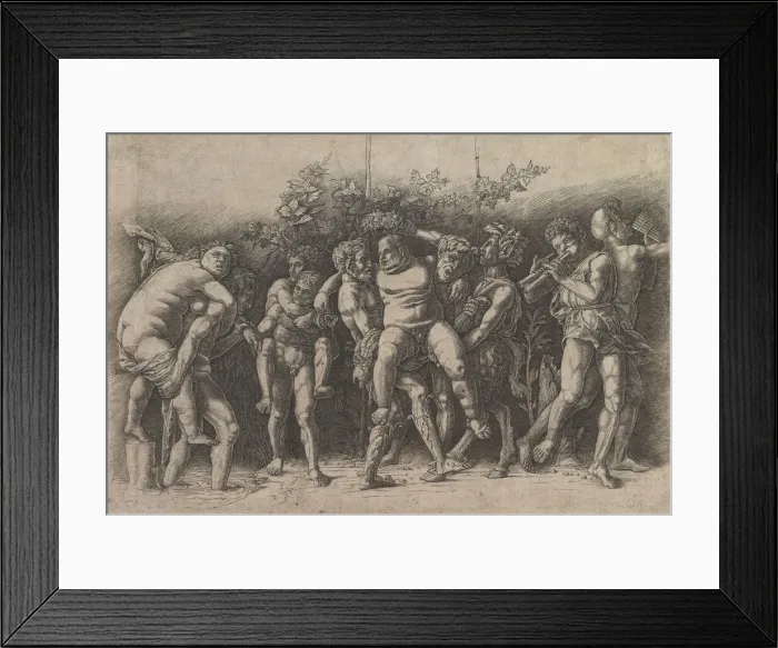 Framed Print : Bacchanal with Silenus; a frieze composition with ten figures around Silenus who is Framed Print : Bacchanal with Silenus; a frieze composition with ten figures around Silenus who is