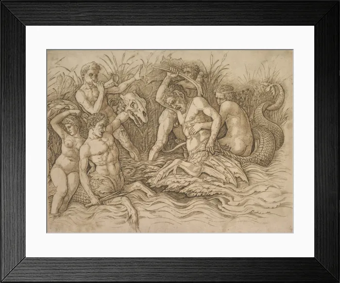 Framed Print : Battle of the Sea-Gods (right half), ca. 1485-88. Creator: Andrea Mantegna Framed Print : Battle of the Sea-Gods (right half), ca. 1485-88. Creator: Andrea Mantegna