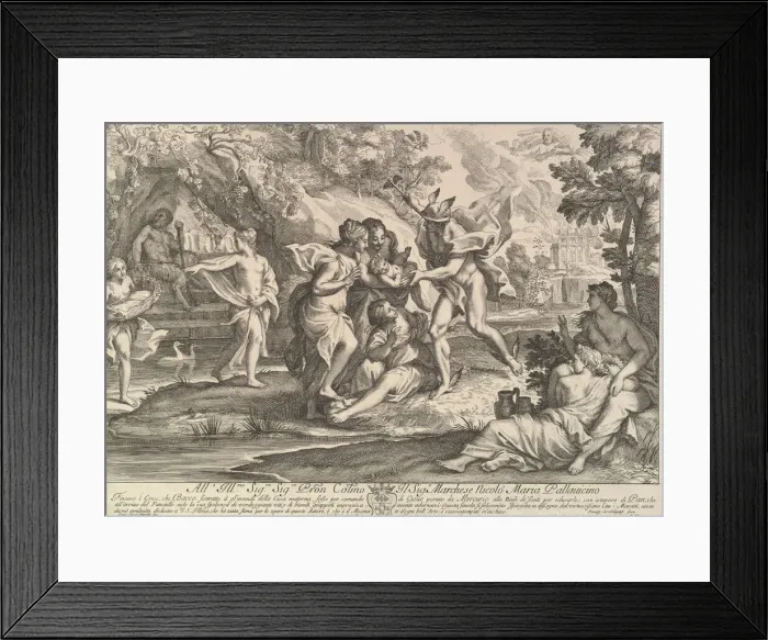 Framed Print : Bacchus as a child given by Mercury to the care of the Nymphs. Creator: Andrea Procaccini Framed Print : Bacchus as a child given by Mercury to the care of the Nymphs. Creator: Andrea Procaccini