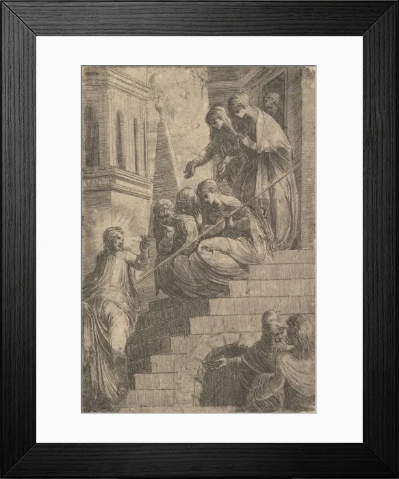 Framed Print : Christ addressing a group of women seated and standing on steps, ca. 1541-44 Framed Print : Christ addressing a group of women seated and standing on steps, ca. 1541-44