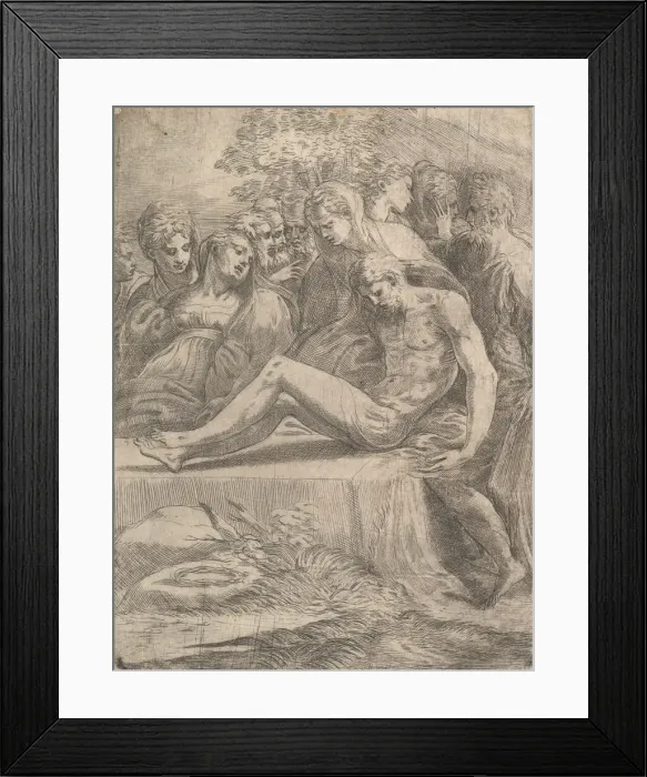 Framed Print : The lamentation over the dead Christ, ca. 1545-50. Creator: Andrea Schiavone Framed Print : The lamentation over the dead Christ, ca. 1545-50. Creator: Andrea Schiavone