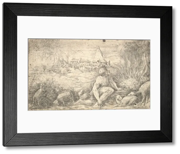 Framed Print : Moses and the burning bush, ca. 1544-47. Creator: Andrea Schiavone Framed Print : Moses and the burning bush, ca. 1544-47. Creator: Andrea Schiavone