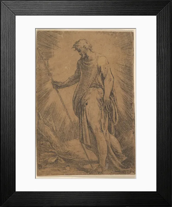 Framed Print : An apostle holding a staff facing left, ca. 1540-60. Creator: Andrea Schiavone Framed Print : An apostle holding a staff facing left, ca. 1540-60. Creator: Andrea Schiavone